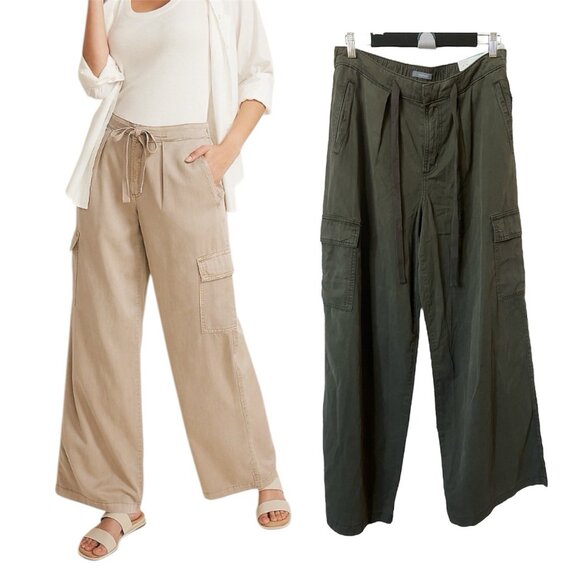 NWT Maurices High Rise Wide Leg Cargo Pants Womens M Olive Green Neutral - Picture 1 of 10